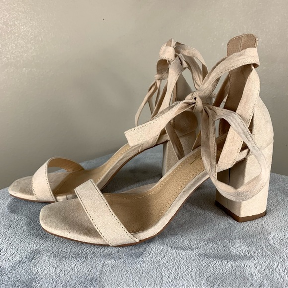 Lulus Airis Nude Suede Lace-Up Heels - Picture 3 of 8
